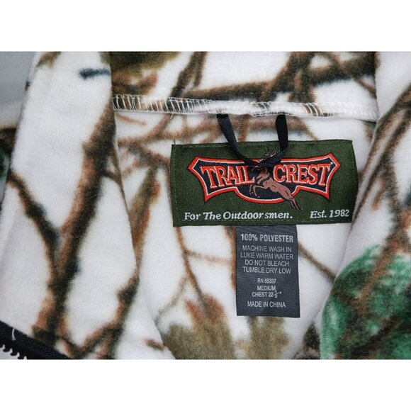 TRAIL CREST Womens M White Camo Fleece Full Zip Vest Hunting Hiking - Picture 14 of 14